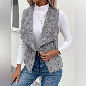Cozy Fleece Open Front Vest Coat 10010015391